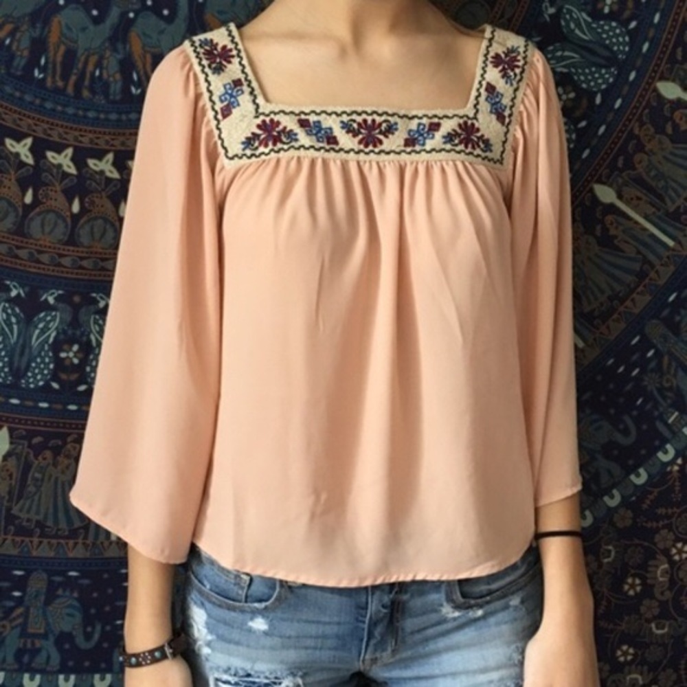 Flying Tomato Embroidered Boho Aztec Top